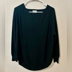 Dreamers Black Crewneck Sweater S/M Relaxed Fit Dolman Raglan Sleeve Tunic Top